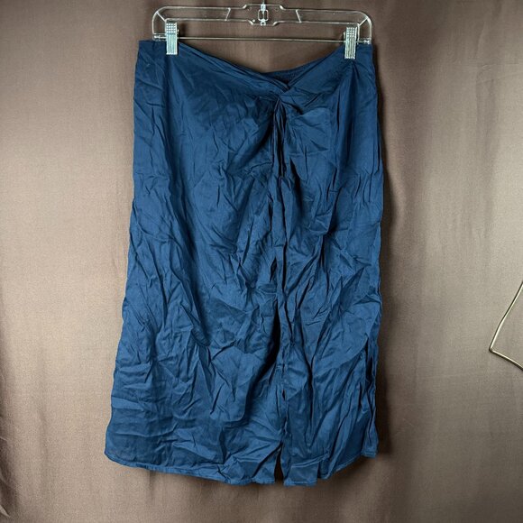 Lands'‎ End Women's M-L LONG Deep Sea Navy Twist Front Knee Length Swim Skirt - Picture 1 of 6